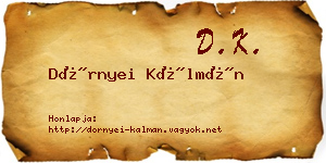 Dörnyei Kálmán névjegykártya